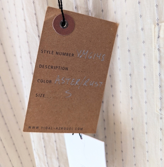 Yigal Azrouel Cream Beige Ivory Stripes Button Down Shirt USA Israel S - Picture 11 of 14